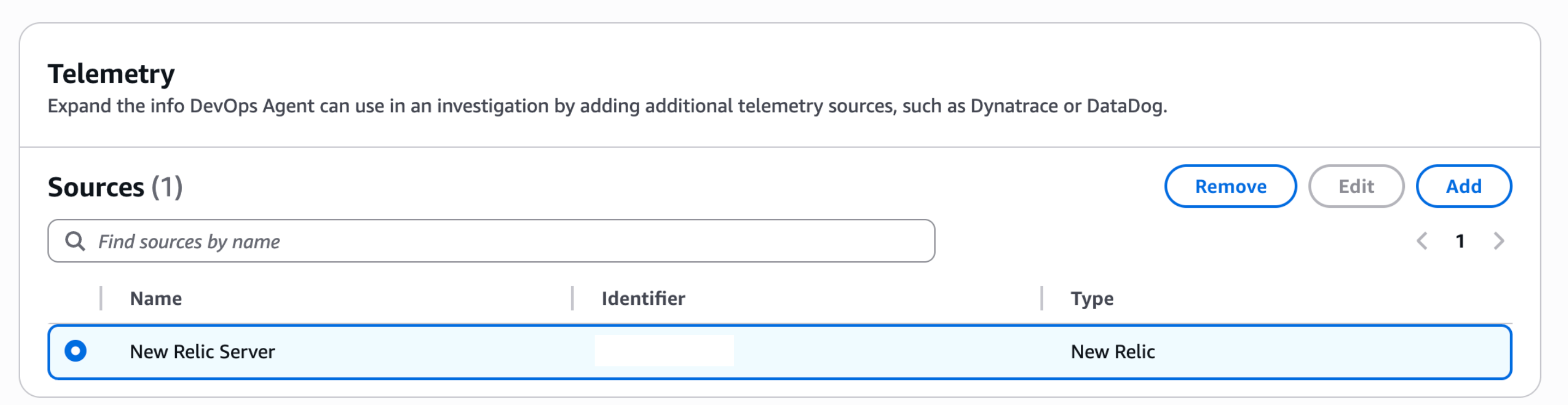 Telemetry Sources画面